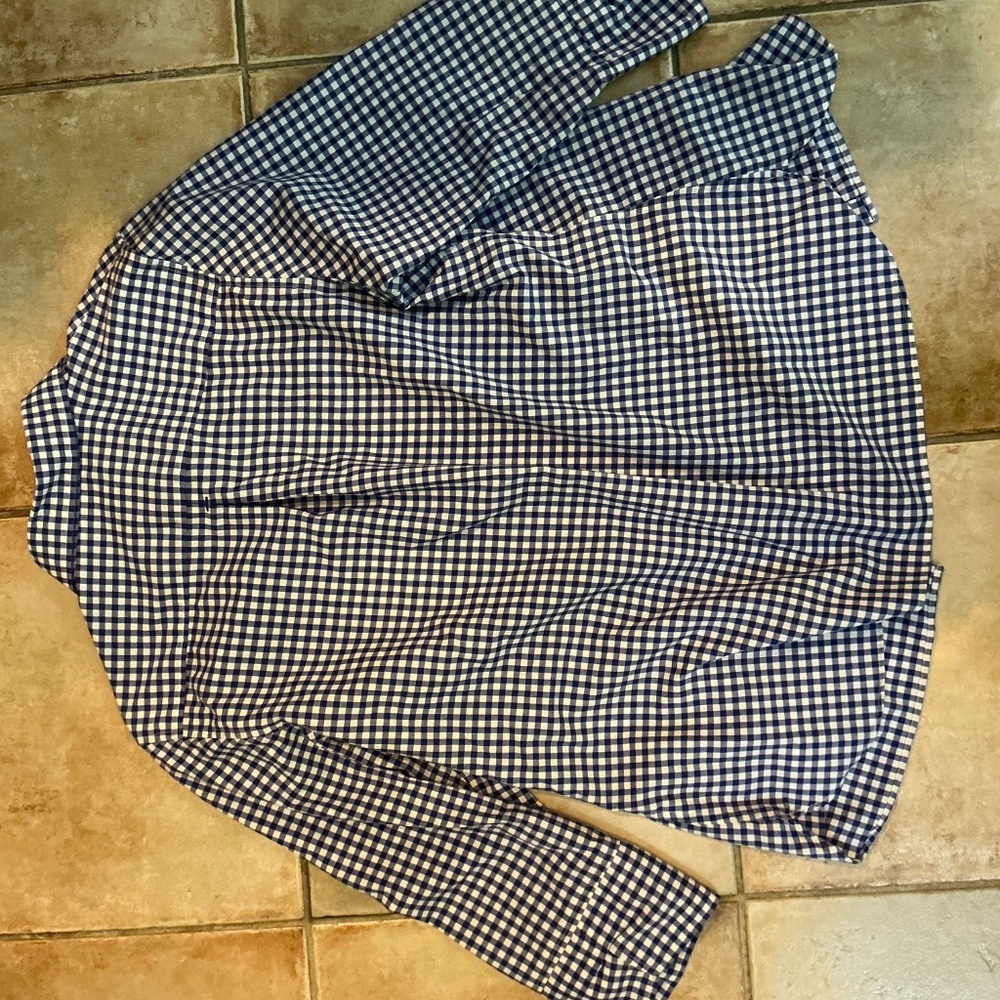 Ll Bean Blue Gingham Button-Down 3/4 Sleeves L - … - image 2